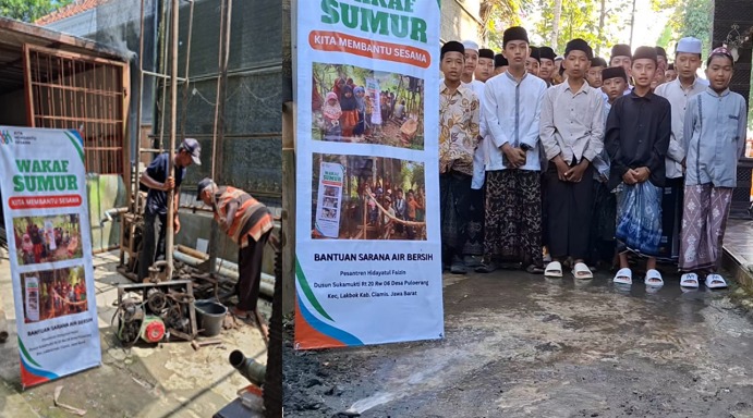 BANTUAN SUMUR KE PONPES HIDAYATUL FAIZIN CIAMIS